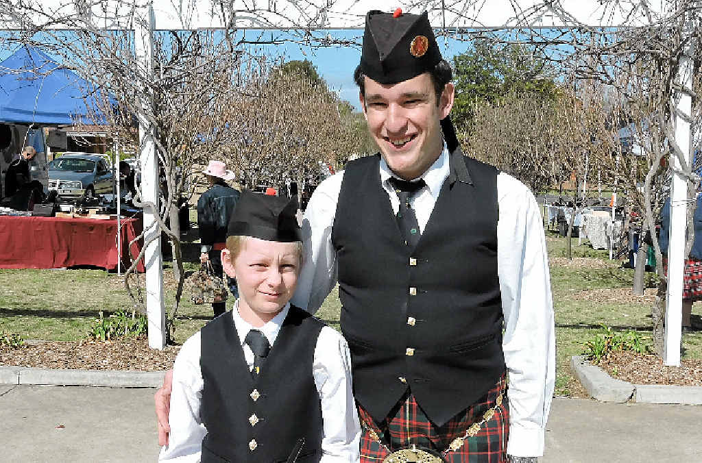 PIPING PALS: Dominic Andersen-Strudwick and Fraser Collins play music together.